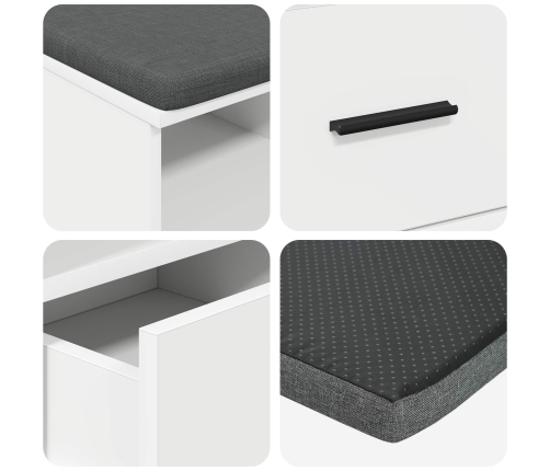 Zāles Sols Ar Spilvenu Ar Atvilktni Balts 80 X 38 X 46 Cm Vidaxl