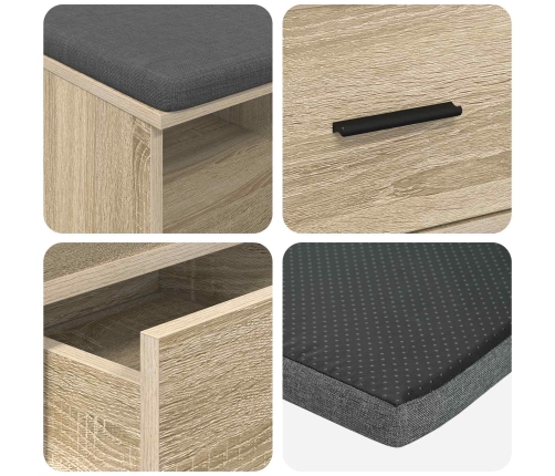 Zāles Sols Ar Spilvenu Sonoma Ozols 80 X 38 X 46 Cm Vidaxl