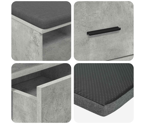 Zāles Sols Ar Spilvenu Betona Pelēks 80 X 38 X 46 Cm Vidaxl