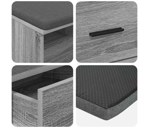 Zāles Sols Ar Spilvenu Pelēks Sonoma 80 X 38 X 46 Cm Vidaxl