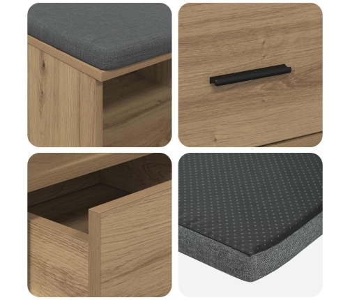 Zāles Sols Ar Spilvenu Artisānā Ozols 80 X 38 X 46 Cm Vidaxl