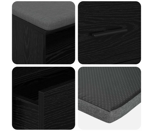 Zāles Sols Ar Spilvenu Melns Ozolkoks 100 X 38 X 46 Cm Vidaxl