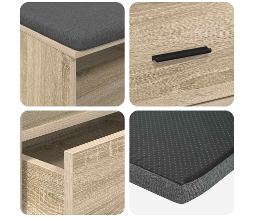 Zāles Sols Ar Spilvenu Sonoma Ozols 100 X 38 X 46 Cm Vidaxl