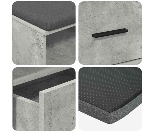 Zāles Sols Ar Spilvenu Betona Pelēks 100 X 38 X 46 Cm Vidaxl