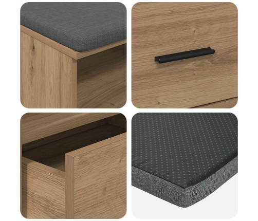 Zāles Sols Ar Spilvenu Artisānā Ozols 100 X 38 X 46 Cm Vidaxl