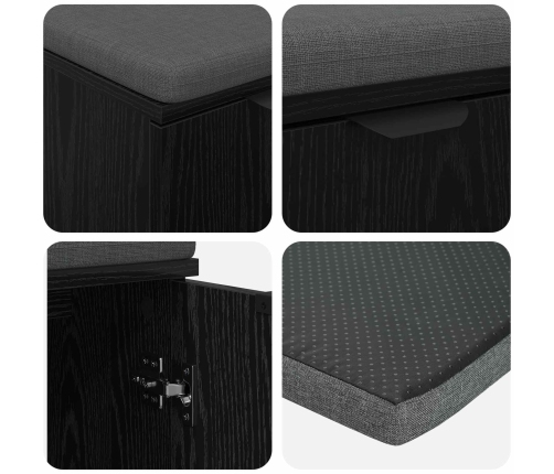 Zāles Sols Ar Spilvenu Ar Durvīm Melns Ozolkoks 60 X 38 X 46 Cm Vidaxl