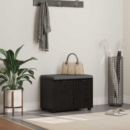 Zāles Sols Ar Spilvenu Ar Durvīm Melns Ozolkoks 60 X 38 X 46 Cm Vidaxl