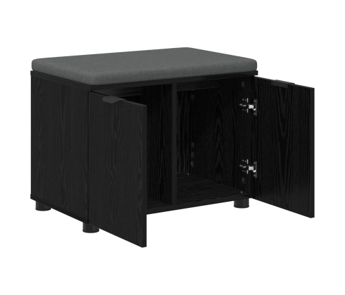 Zāles Sols Ar Spilvenu Ar Durvīm Melns Ozolkoks 60 X 38 X 46 Cm Vidaxl