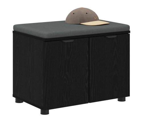 Zāles Sols Ar Spilvenu Ar Durvīm Melns Ozolkoks 60 X 38 X 46 Cm Vidaxl