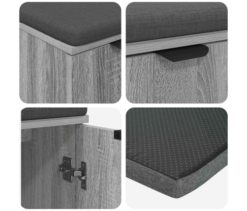 Zāles Sols Ar Spilvenu Ar Durvīm Pelēks Sonoma 60 X 38 X 46 Cm Vidaxl