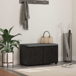 Zāles Sols Ar Spilvenu Ar Durvīm Melns Ozolkoks 80 X 46 X 46 Cm Vidaxl