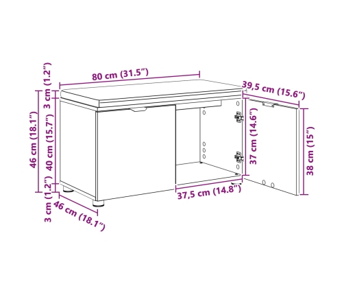 Zāles Sols Ar Spilvenu Ar Durvīm Dūmaka Ozols 80 X 46 X 46 Cm Vidaxl
