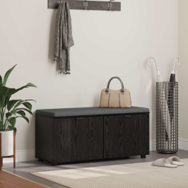 Zāles Sols Ar Spilvenu Melns Ozolkoks 100 X 38 X 46 Cm Vidaxl