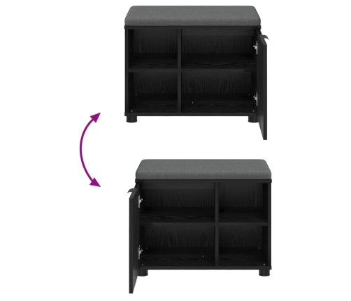 Zāles Sols Ar Spilvenu Melns Ozolkoks 60 X 38 X 46 Cm Vidaxl