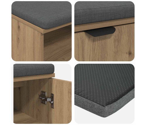 Zāles Sols Ar Spilvenu Artisānā Ozols 60 X 38 X 46 Cm Vidaxl