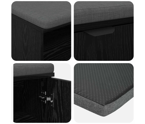 Zāles Sols Ar Spilvenu Melns Ozolkoks 80 X 38 X 46 Cm Vidaxl