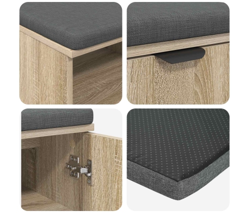 Zāles Sols Ar Spilvenu Sonoma Ozols 80 X 38 X 46 Cm Vidaxl