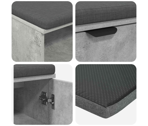 Zāles Sols Ar Spilvenu Betona Pelēks 80 X 38 X 46 Cm Vidaxl