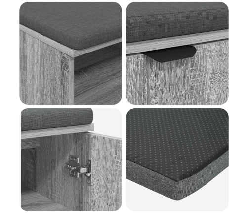 Zāles Sols Ar Spilvenu Pelēks Sonoma 100 X 38 X 46 Cm Vidaxl