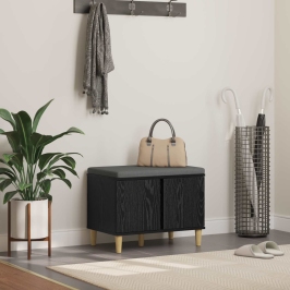 Zāles Sols Ar Spilvenu Ar Durvīm Melns Ozolkoks 60 X 38 X 46 Cm Vidaxl