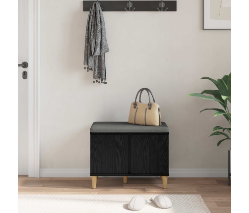 Zāles Sols Ar Spilvenu Ar Durvīm Melns Ozolkoks 60 X 38 X 46 Cm Vidaxl