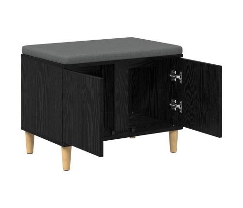 Zāles Sols Ar Spilvenu Ar Durvīm Melns Ozolkoks 60 X 38 X 46 Cm Vidaxl