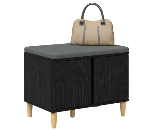 Zāles Sols Ar Spilvenu Ar Durvīm Melns Ozolkoks 60 X 38 X 46 Cm Vidaxl