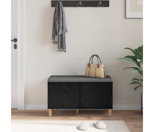 Zāles Sols Ar Spilvenu Ar Durvīm Melns Ozolkoks 60 X 38 X 46 Cm Vidaxl