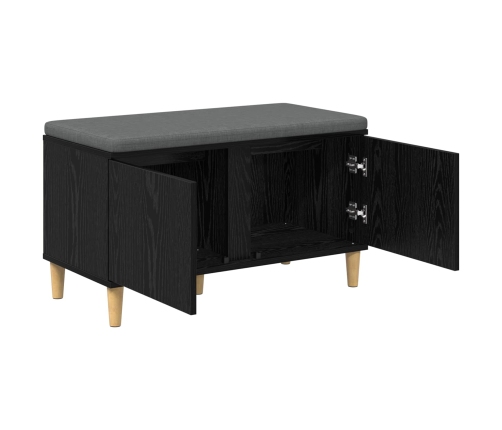 Zāles Sols Ar Spilvenu Ar Durvīm Melns Ozolkoks 60 X 38 X 46 Cm Vidaxl