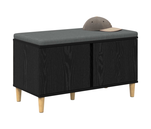 Zāles Sols Ar Spilvenu Ar Durvīm Melns Ozolkoks 60 X 38 X 46 Cm Vidaxl