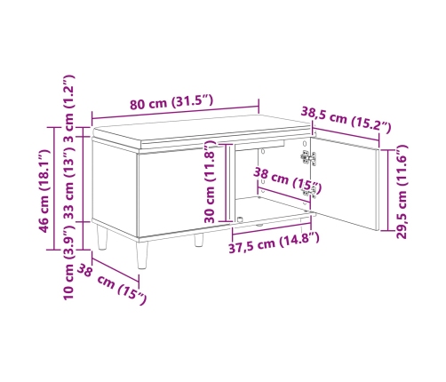 Zāles Sols Ar Spilvenu Ar Durvīm Melns Ozolkoks 60 X 38 X 46 Cm Vidaxl