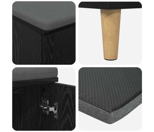 Zāles Sols Ar Spilvenu Ar Durvīm Melns Ozolkoks 60 X 38 X 46 Cm Vidaxl