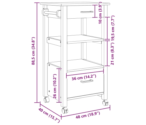 Virtuves Ratiņš Vienkrāsains Melna Vidaxl