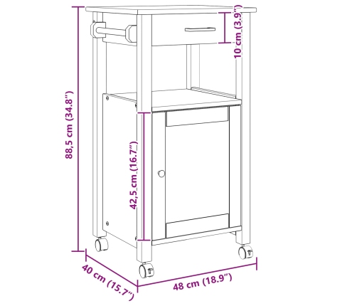 Virtuves Ratiņš Vienkrāsains Melna Vidaxl