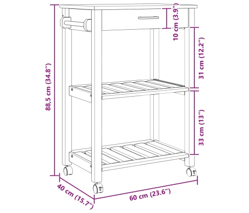 Virtuves Ratiņš Vienkrāsains Melna 88.5 X 40 X 84 Cm Vidaxl