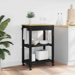 Virtuves Ratiņš Vienkrāsains Melna 88,5 X 40 X 60 Cm Vidaxl