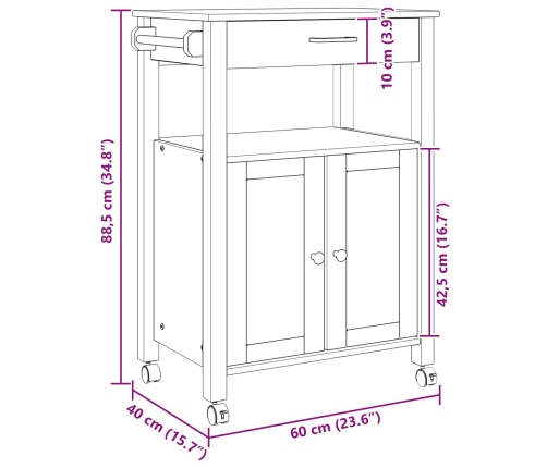 Virtuves Ratiņš Vienkrāsains Melna 88,5 X 40 X 60 Cm Vidaxl