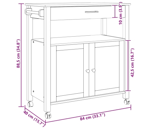 Virtuves Ratiņš Vienkrāsains Melna 88,5 X 40 X 48 Cm Vidaxl