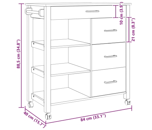 Virtuves Ratiņš Melna Vidaxl
