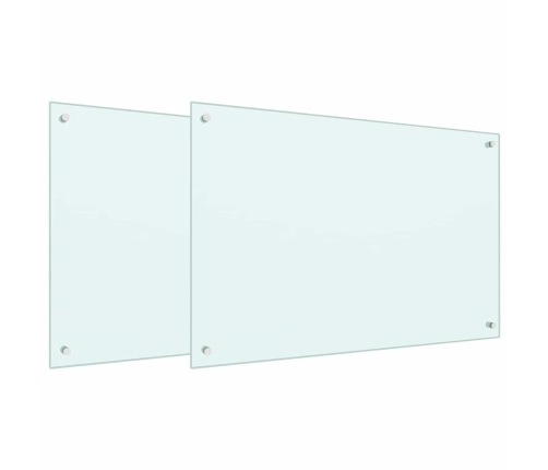 Virtuves Aizsargpanelis 2 Pcs Balts 90 X 60 Cm Rūdīts Stikls Vidaxl