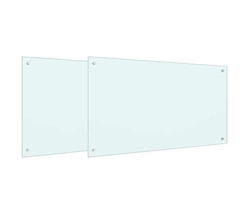 Virtuves Aizsargpanelis 2 Pcs Balts 100 X 60 Cm Rūdīts Stikls Vidaxl