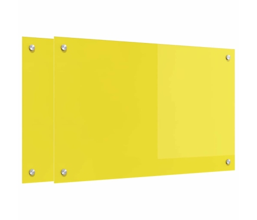 Virtuves Aizsargpanelis 2 Pcs Dzeltena 80 X 50 Cm Rūdīts Stikls Vidaxl