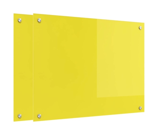 Virtuves Aizsargpanelis 2 Pcs Dzeltena 80 X 60 Cm Rūdīts Stikls Vidaxl