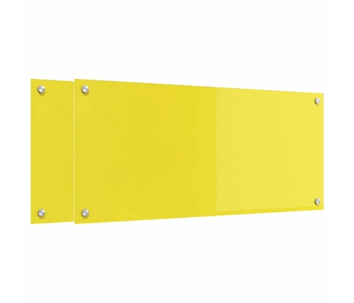 Virtuves Aizsargpanelis 2 Pcs Dzeltena 90 X 40 Cm Rūdīts Stikls Vidaxl