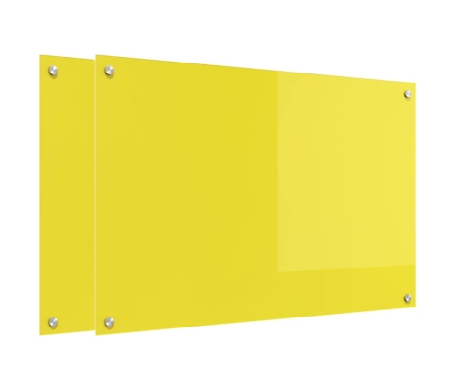Virtuves Aizsargpanelis 2 Pcs Dzeltena 90 X 60 Cm Rūdīts Stikls Vidaxl