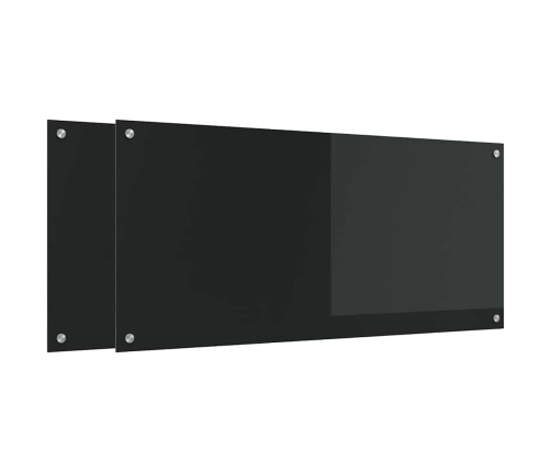 Virtuves Aizsargpanelis 2 Pcs Melna 110 X 50 Cm Rūdīts Stikls Vidaxl