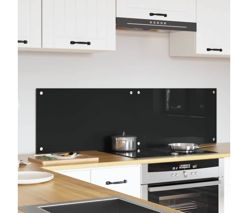 Virtuves Aizsargpanelis Melna 70 X 40 X 0.8 Cm Rūdīts Stikls Vidaxl