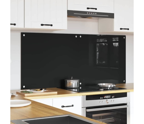Virtuves Aizsargpanelis Melna 70 X 60 X 0.8 Cm Rūdīts Stikls Vidaxl