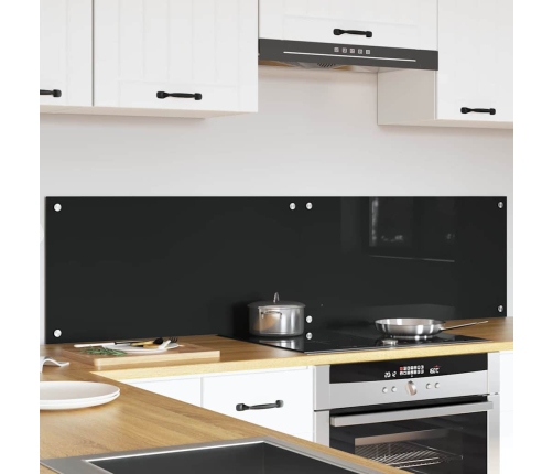 Virtuves Aizsargpanelis Melna 80 X 40 X 0.8 Cm Rūdīts Stikls Vidaxl