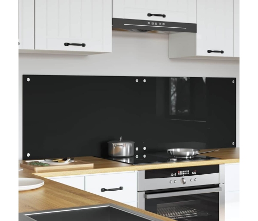 Virtuves Aizsargpanelis Melna 80 X 50 X 0.8 Cm Rūdīts Stikls Vidaxl
